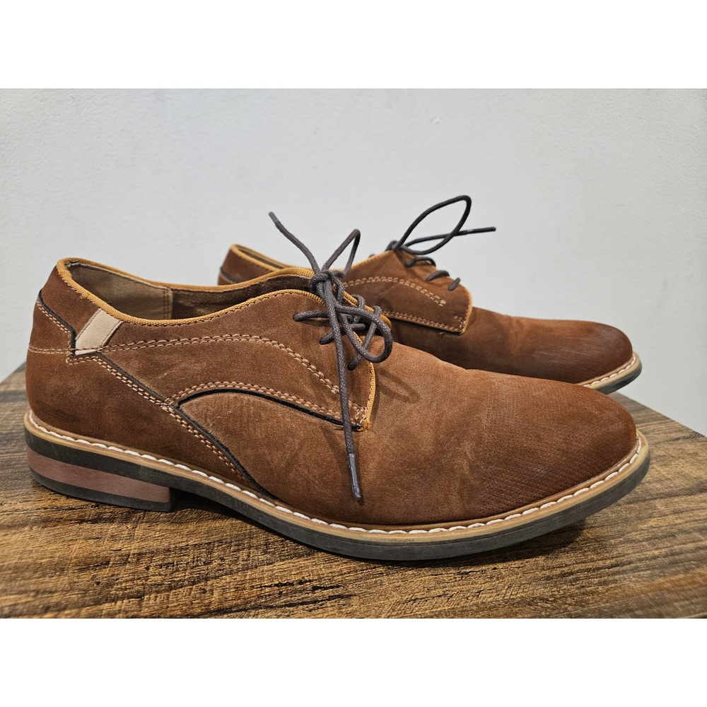 Borelli Oxford Lace Up Dress Shoes Chill Brown Faux Suede Mens/GS/Big Kids 4M